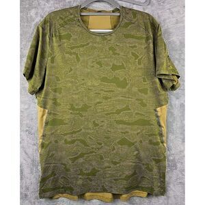 Lululemon Fast Free‎ Shirt Mens Large Green Chroma Camo Run Gym Short Sleeve